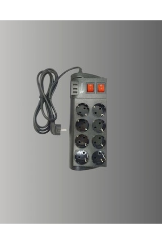 Buğz Isıya Dayanıklı Termal Akım Korumalı 8'li Priz Ve 3 Usb Girişli Uzatma Kablosu