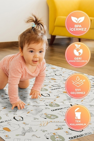 Minimono 3'lü Desen Mama Sandalyesi Altı ve Aktivite Örtüsü