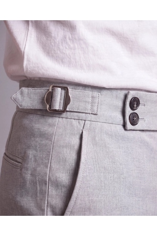 DefyModa Erkek Toka Detaylı Kumaş Pantolon Gri