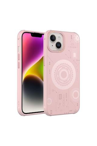 Apple Uyumlu iPhone 14 Plus Uyumlu Zore Wireless Şarj Özellikli Desenli Hot Kılıf-rose Gold Rose Gold -