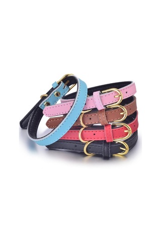 Homyl Ayarlanabilir Pu Deri Pet Yavru Köpek Tasması L-siyah Siyah