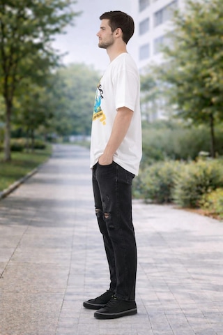 Alexander Gardi Bisiklet Yaka Baskılı Oversize T-shirt Ekru