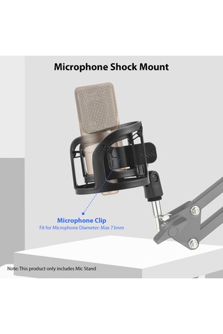 Ranyeek Plastik Mikrofon Şok Montajı - 180 Derece Açı Ayarlı, 5/8 Ve 3/8 Arayüzlü, En Fazla 73mm Çaplı Mikrofonlar İçin