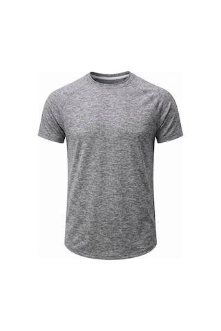 Genius Store Erkek Spor Tişört Fitness Antrenman Tişörtü Oval Kesim Likralı Süprem Reglan Kol Oval-t22 Gri Melanj