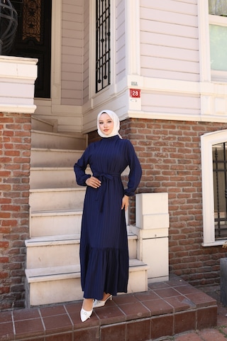 Lara Kumaş Bağlamalı Elbise - Lacivert / E0124 Lacivert