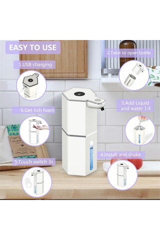 Anjiexun Otomatik Sabunluk Temassız Köpürme Beyaz