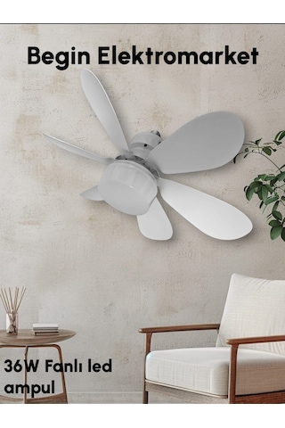 Begin 6 Kanatlı Tavan Vantilatör Uzaktan Kumandalı Led Işıklı