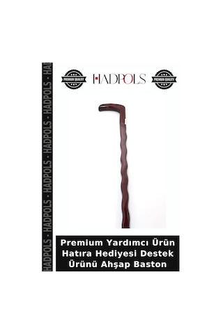 Hadpols Premium Yardımcı Ürün Hatıra Hediyesi Destek Ürünü Ahşap Baston Kahverengi