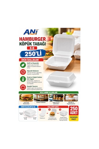 Anı Hamburger Köpük Tabağı 8-b 250'li