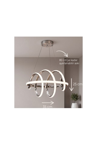 Helix Kumandalı Modern Krom Sarkıt 3 Renk Ledli