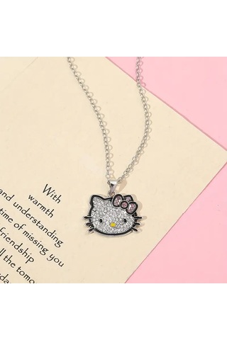 Hello Kitty Gümüş Zincir Kolye , Gümüş Kolye Çocuk Genç Gümüş Kolye Çok Renkli