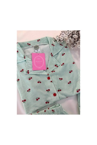 Mh Moony Homewears Mint Picnic 3'lü Pamuklu Pijama Takımı Mint Yeşil