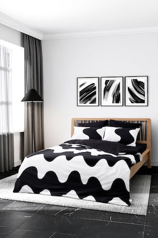 Cozy Home Mono Çift Kişilik Lastikli Çarşaflı Nevresim Takımı Flow Siyah Siyah