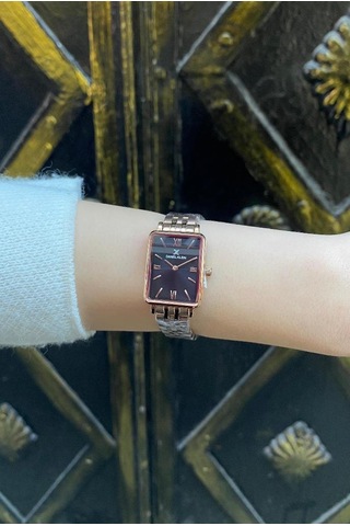 Daniel Klein Dke.1.10750-9 Dikdörtgen Kasa Romen Rakamlı Minimal Tasarım Kadın Kol Saati Rose Gold