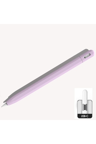 Apple Pencil Usb-c İçin Uyumlu Koruyucu Esnek Silikon Kılıf Kalem Değildir Lila
