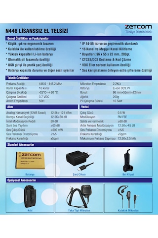 Zetcom El Telsizi Pmr N4446 Tekli