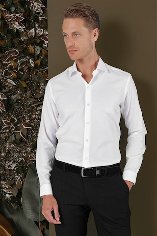 Efor Gk 701 Slim Fit Beyaz Klasik Gömlek Beyaz