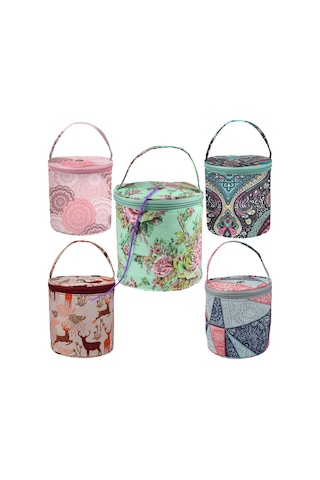 Yaozixa Mavi Geometrik Desenli Yün Çanta, Ev İçi Örgü Gereçleri Depolama, Taşınabilir Ve Dayanıklı Evcil Depolama Çantası Diğer