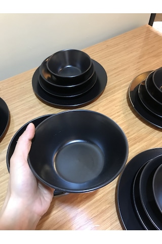 Keramika Mat Siyah 32 Parça 6 Kişilik Yemek Kahvaltı Takımı