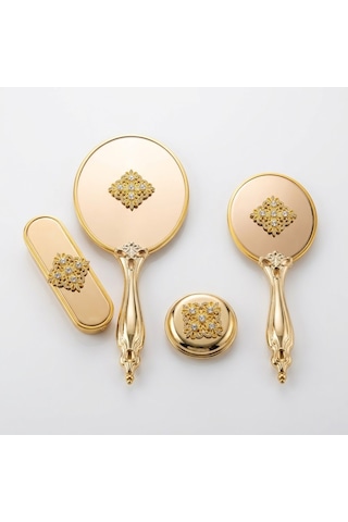 Saraylı Hürrem Model Gold 4 Parça Ayna Fırça Seti