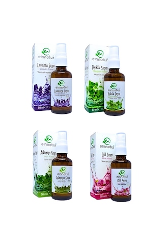 Einnatur 4'lü Hidrolat Lavanta Suyu Gül Suyu Kekik Suyu Adaçayı Suyu %100 Saf Spreyli Bitkisel Su 50 ML
