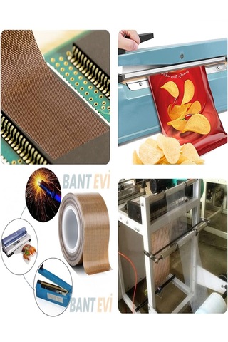 Teflon Bant 75mmx10mt Yapışkanlı Teflon Kaplı Cam Kumaşı Ptfe