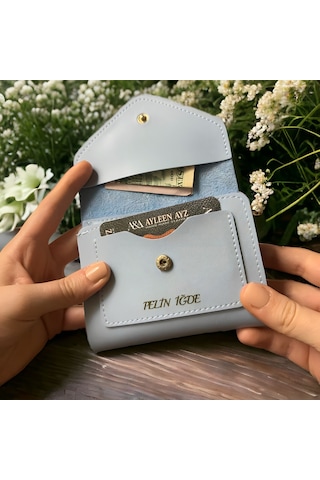Ayleen Ayz İsme Kişiye Özel Kadın Cüzdan Yumuşak Derili Kartlık Zarf Bebe Mavi Bayan Çanta Aksesuar Hediye Anneye Sevgiliye Kendine - Bebe Mavi