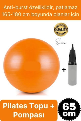Svein 65 Cm Yoga Pilates Topu Ve Şişirme Pompası Hediye Denge Egzersiz Aerobik Jimnastik Reformer Spor Set