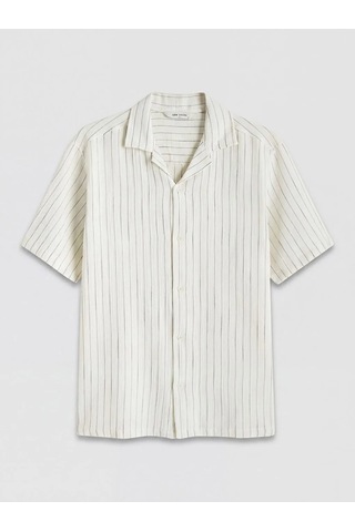 Lc Waikiki Ekru Regular Fit Çizgili Müslin Erkek Gömlek