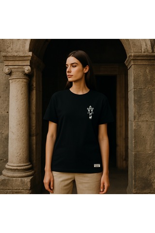 Unisex T-shirt Nakışlı Sümerler Inanna SIYAH
