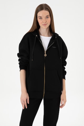 U.S. Polo Assn. Kadın Siyah Şardonlu Kapüşonlu Sweatshırt 50314130-VR046