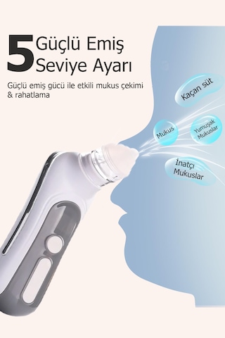 Babyhope H-031 - 5 Kademeli Elektrikli Bebek & Çocuk Burun Aspiratörü 0-12 Yaş Uyumlu Temizleme Cihazı