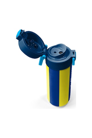Coral High Kids Sarı Lacivert Çubuklu Pipetli Ve Direkt İçim Çelik Termos 500 Ml 31791 Çok Renkli