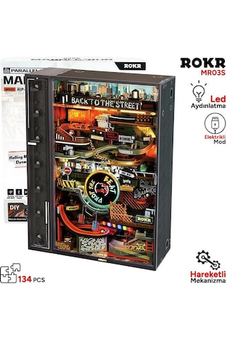 Rokr Mr03s Hip-hop Street Marble Run Dıy Mechanical 3d Puzzle Maket Model Seti 3d Model Kit Detaylı Dekoratif Hobi Seti Hareketli Ve Işıklı
