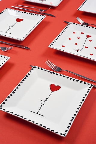 Piatti Naturali 6'lı El Yapımı Seramik Love Model Pasta Tabağı Tatlı Meyve Tabak