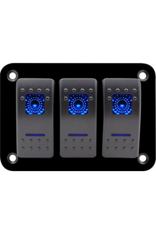 Suntek Rocker Swıtch 3'lü Panel -mavi Led Işık ,tekne,karavan