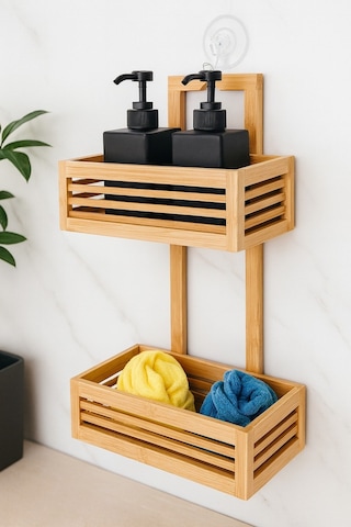 Vıchy Bambu Banyo Askısı Br-6703 2 Katlı Kancalı X4 Ahşap