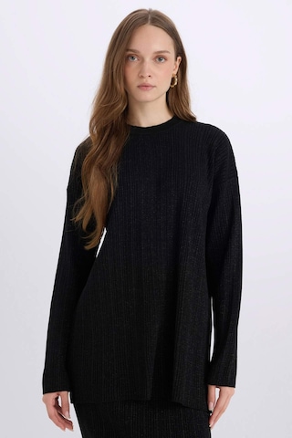 DeFacto Relax Fit Bisiklet Yaka Basic Düz Triko Kazak Tunik D8633AX24WNBK81 Siyah