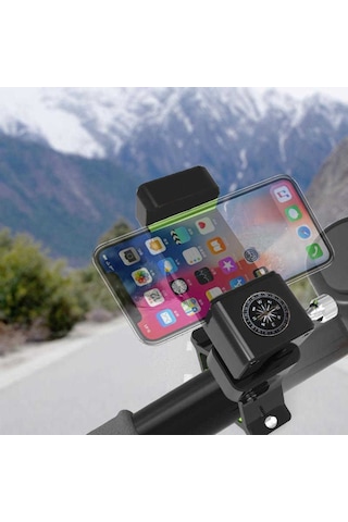 Pusulalı 360 Dönen Bisiklet Telefon Tutucu Q003-Siyah