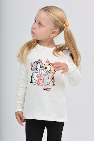 Toontoy Kız Çocuk Regular Fit Bisiklet Yaka Baskılı Sweatshirt - Tk24803 Ekru