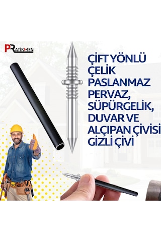 Çift Yönlü Çelik Paslanmaz Pervaz, Duvar Ve Alçıpan Çivisi 50'li