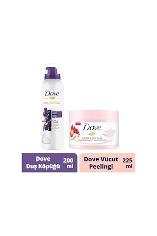 Dove Nar Çekirdeği & Shea Yağı Vücut Peeling 225 ML + Açai Yağı Duş Köpüğü 200 ML