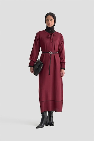 Armine Fularlı Triko Elbise 25ktd955 Bordo Bordo