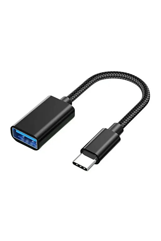 Yüksek Hızlı Veri Aktarma Usb 3.0 Otg To Type-c Data Şarj Çevirici Dönüştürücü Hasır Kablo Siyah