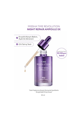 Missha Time Revolution Night Repair Ampoule 5X Probiyotik İçerikli Ampul 50 ML
