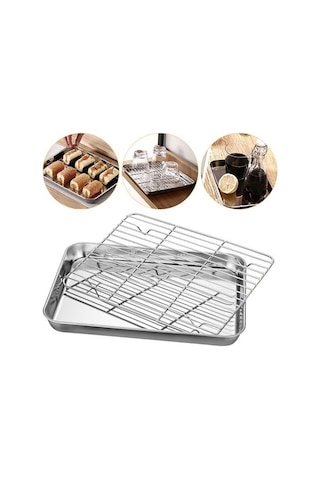 Trendooze Paslanmaz Çelik Izgara Tepsisi - Fırın & Barbekü Multifonksiyonlu Set