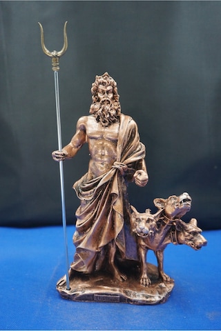 Hades Heykel Biblo Tasarım 25 Cm Mitolojik Obje Hediyelik Eşya Ev Dekor Bakır
