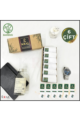 Kral Socks Erkek Çorap 6 Çift Dikişsiz Yazlık Bambu Kısa Patik Set Hediye K