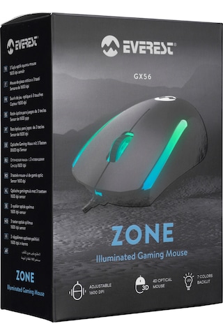 Everest SM-GX56 ZONE Usb 3D Optik Led Mouse