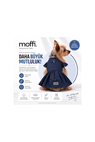 Pamuklu Kedi Ve Küçük Irk Köpek Elbisesi - Lacivert Benekli